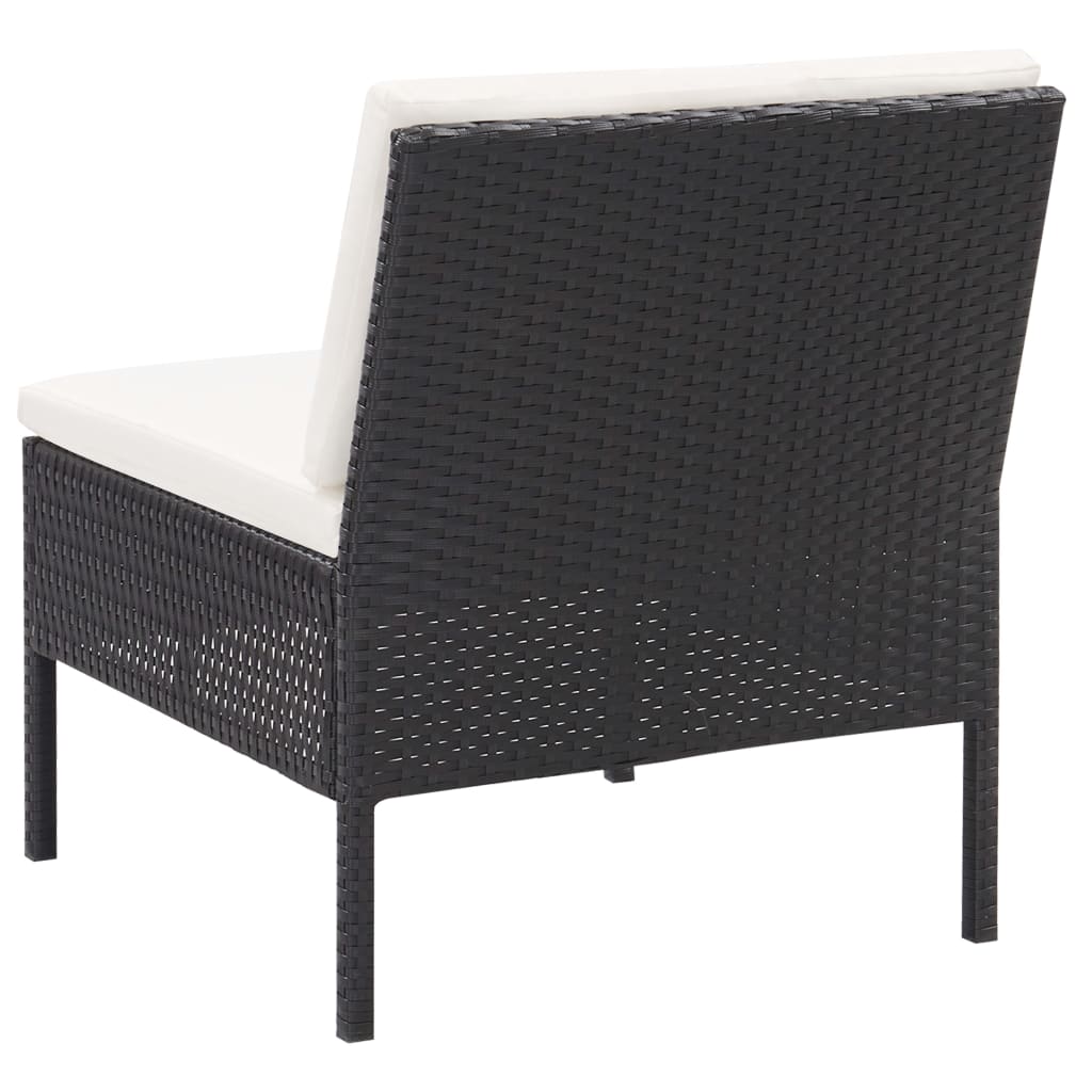 Set Divani da Giardino 3 pz con Cuscini in Polyrattan Nero | homemem39