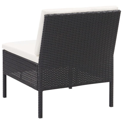 Set Divani da Giardino 3 pz con Cuscini in Polyrattan Nero | homemem39