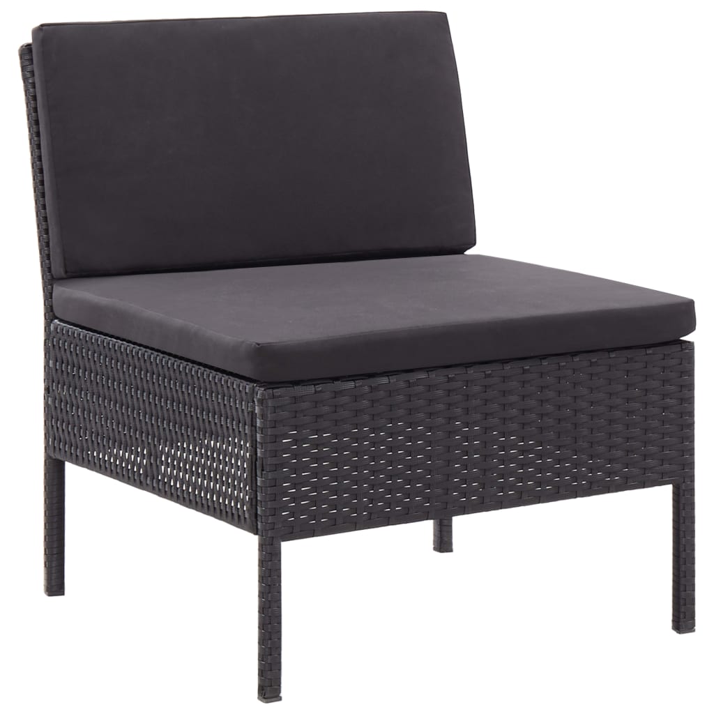 Set Divani da Giardino 3 pz con Cuscini in Polyrattan Nero | homemem39