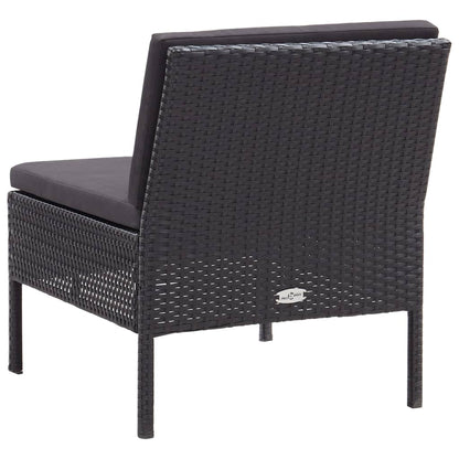 Set Divani da Giardino 3 pz con Cuscini in Polyrattan Nero | homemem39