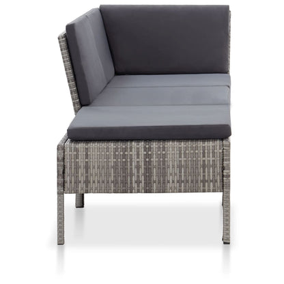 Set Divani da Giardino 3 pz con Cuscini in Polyrattan Grigio | homemem39