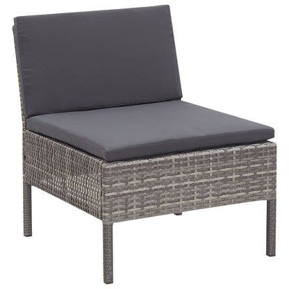 Set Divani da Giardino 3 pz con Cuscini in Polyrattan Grigio | homemem39