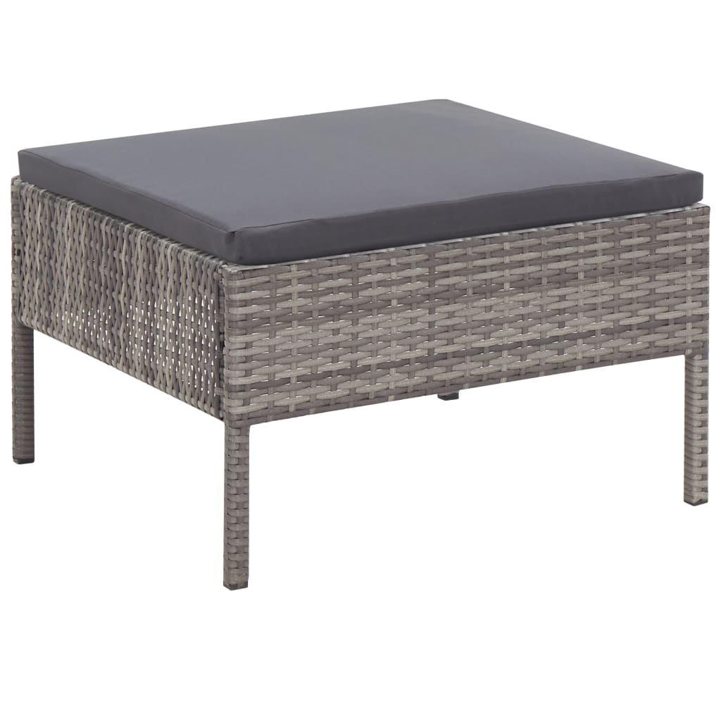 Set Divani da Giardino 3 pz con Cuscini in Polyrattan Grigio | homemem39