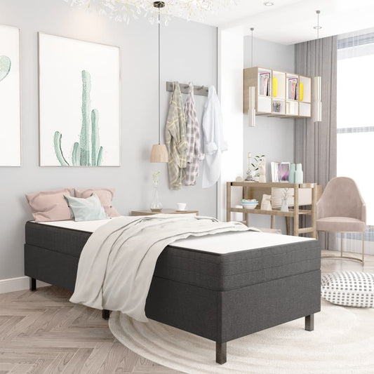 Letto a Molle Grigio in Tessuto 100x200 cm | homemem39