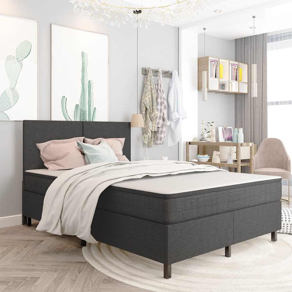 Letto a Molle Grigio in Tessuto 160x200 cm | homemem39