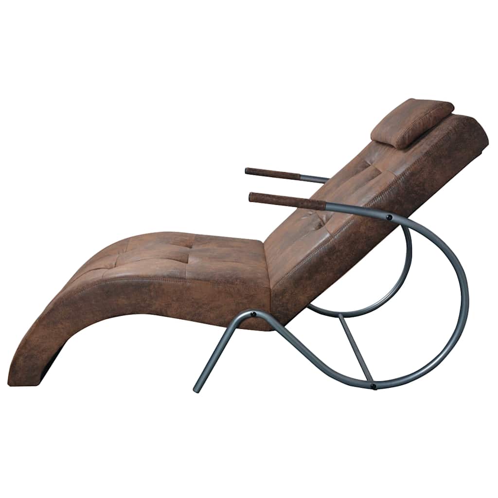 Chaise Longue con Cuscino in Tessuto Look Suede Marrone | homemem39