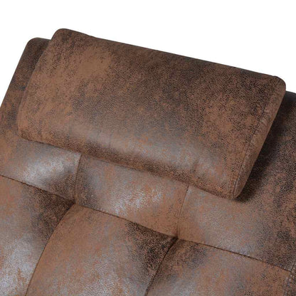 Chaise Longue con Cuscino in Tessuto Look Suede Marrone
