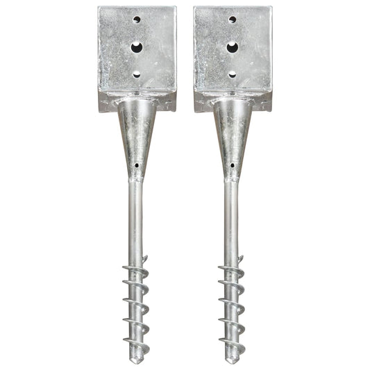 Ground Pegs 2 pcs Silver 12x12x56 cm in Galvanized Steel