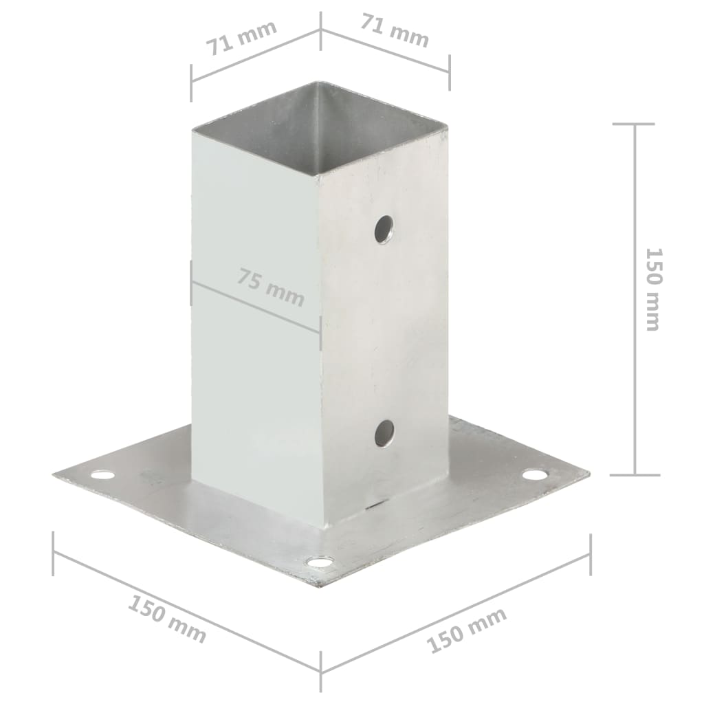 Ancoraggi Pali 4 pz in Metallo Zincato 71 mm - homemem39