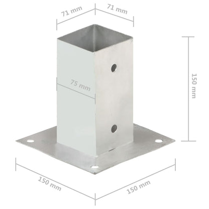 Ancoraggi Pali 4 pz in Metallo Zincato 71 mm - homemem39