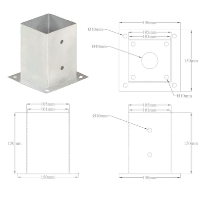 Ancoraggi Pali 4 pz in Metallo Zincato 101 mm