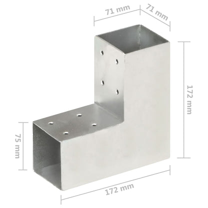 Connettore per Pali a Forma di L in Metallo Zincato 71x71 mm | homemem39