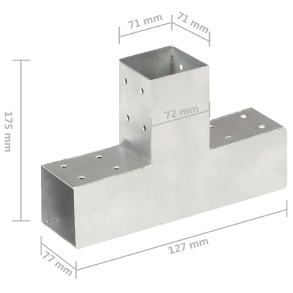 Connettore per Pali a Forma di T in Metallo Zincato 71x71 mm | homemem39