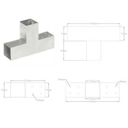 Connettore per Pali a Forma di T in Metallo Zincato 71x71 mm | homemem39