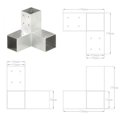 Connettore per Pali a Forma di Y in Metallo Zincato 71x71 mm | homemem39