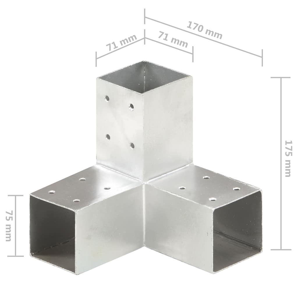Connettori per Pali a Forma di Y 4 pz Metallo Zincato 71x71 mm | homemem39