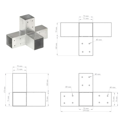 Connettore per Pali a Forma di X in Metallo Zincato 71x71 mm | homemem39