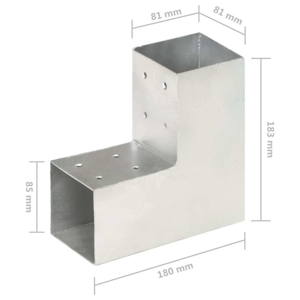 Connettore per Pali a Forma di L in Metallo Zincato 81x81 mm | homemem39