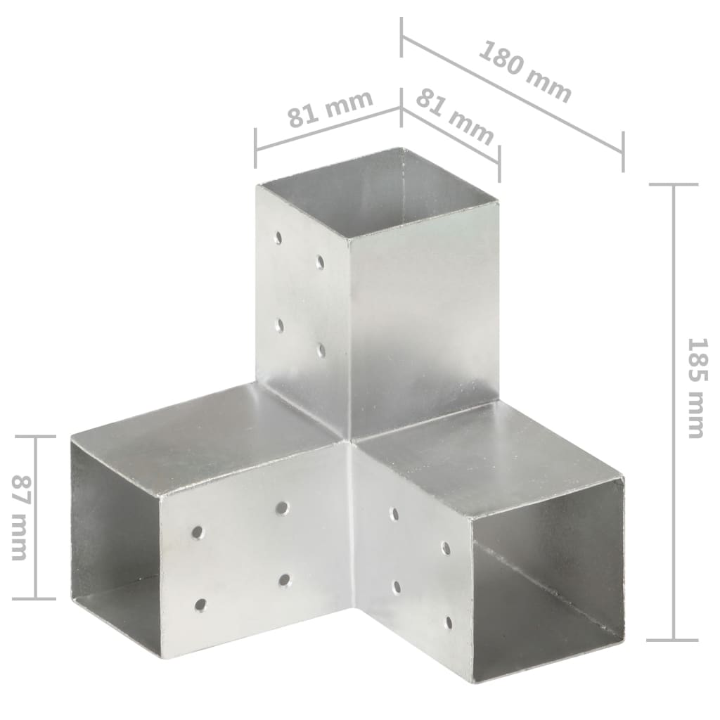 Connettori per Pali a Forma di Y 4 pz Metallo Zincato 81x81 mm | homemem39