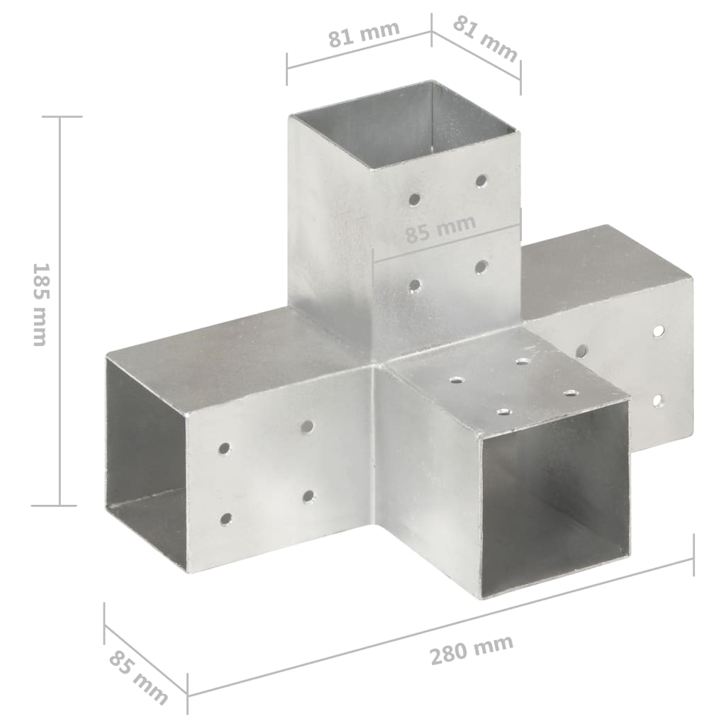 Connettore per Pali a Forma di X in Metallo Zincato 81x81 mm | homemem39