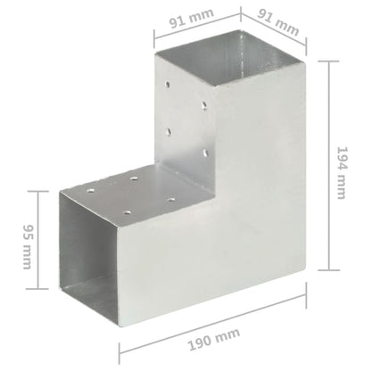 Connettore per Pali a Forma di L in Metallo Zincato 91x91 mm | homemem39