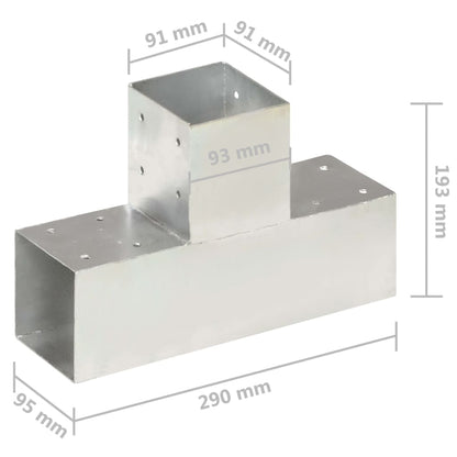 Connettori per Pali a Forma di T 4 pz Metallo Zincato 91x91 mm | homemem39