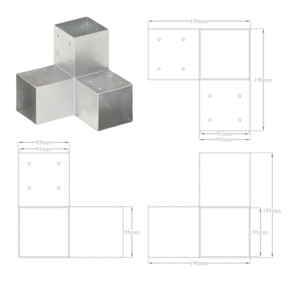 Connettore per Pali a Forma di Y in Metallo Zincato 91x91 mm | homemem39