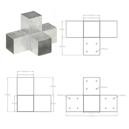 Connettore per Pali a Forma di X in Metallo Zincato 91x91 mm | homemem39