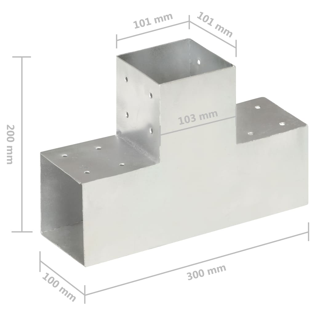 Connettore per Pali a Forma di T in Metallo Zincato 101x101 mm | homemem39
