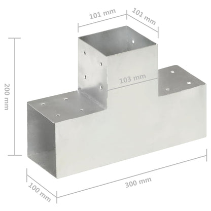 Connettori Pali a Forma di T 4 pz in Metallo Zincato 101x101 mm | homemem39
