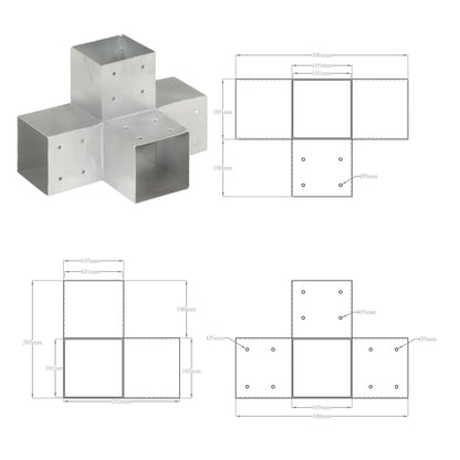 Connettore per Pali a Forma di X in Metallo Zincato 101x101 mm | homemem39