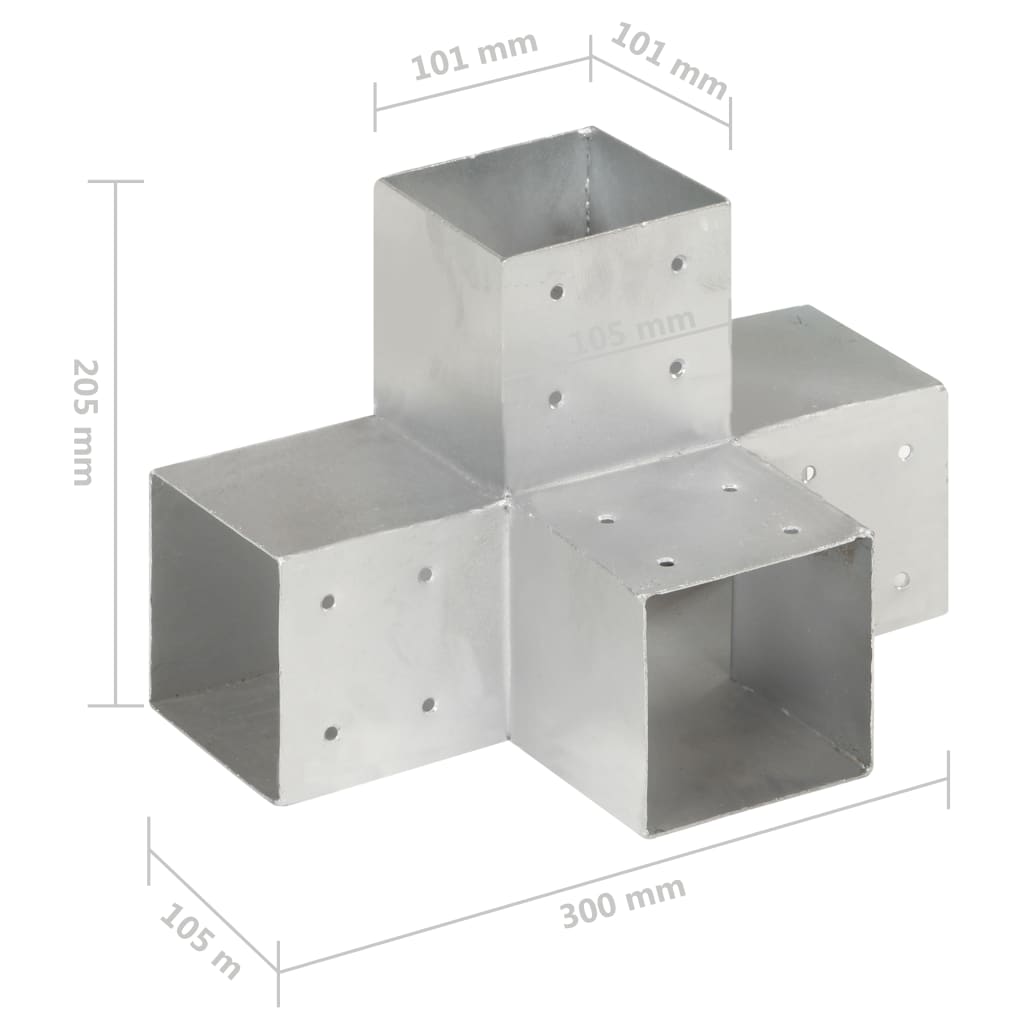 Connettori Pali a Forma di X 4 pz in Metallo Zincato 101x101 mm | homemem39