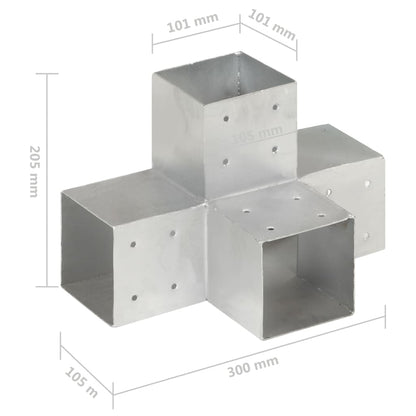 Connettori Pali a Forma di X 4 pz in Metallo Zincato 101x101 mm | homemem39