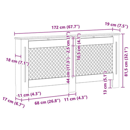 Copertura per Radiatore Antracite 172x19x81 cm in MDF