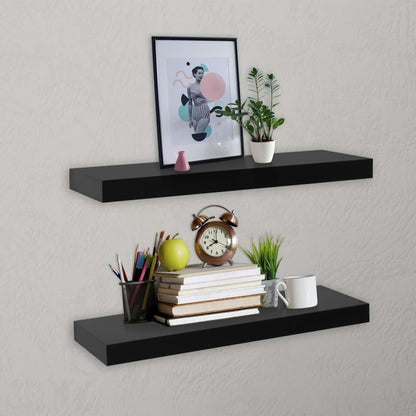 Mensole a Muro Galleggianti 2 pz Nere 40x20x3,8 cm | homemem39