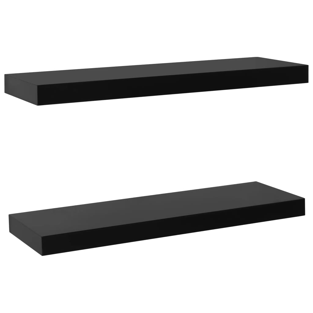 Mensole a Muro Galleggianti 2 pz Nere 60x20x3,8 cm | homemem39