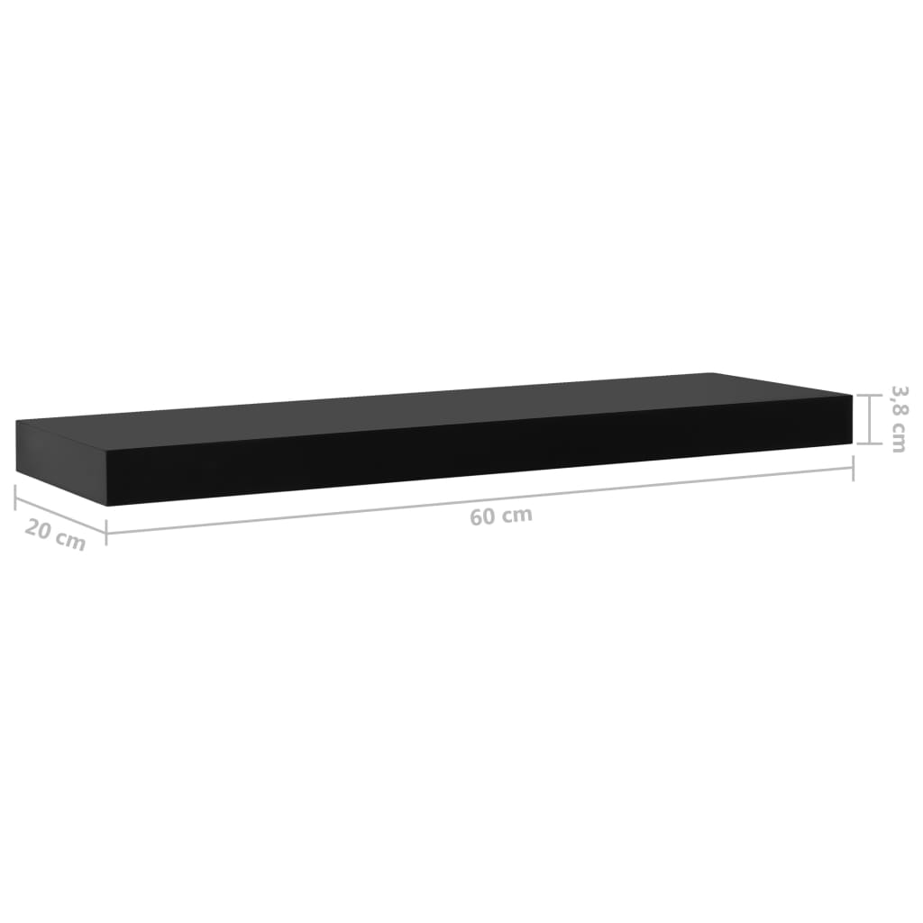 Mensole a Muro Galleggianti 2 pz Nere 60x20x3,8 cm | homemem39