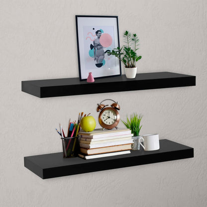 Mensole a Muro Galleggianti 2 pz Nere 80x20x3,8 cm | homemem39