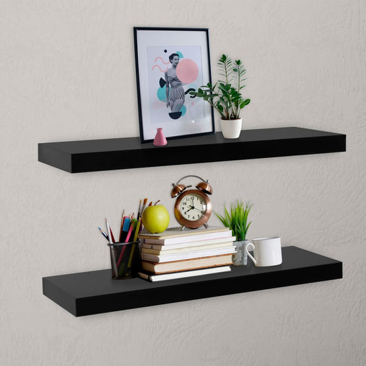 Mensole a Muro Galleggianti 2 pz Nere 80x20x3,8 cm | homemem39