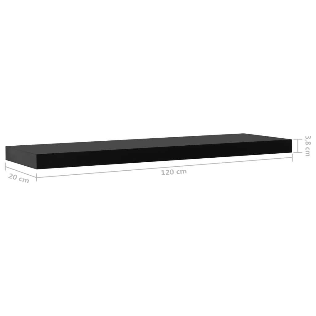Mensole a Muro Galleggianti 2 pz Nere 120x20x3,8 cm | homemem39