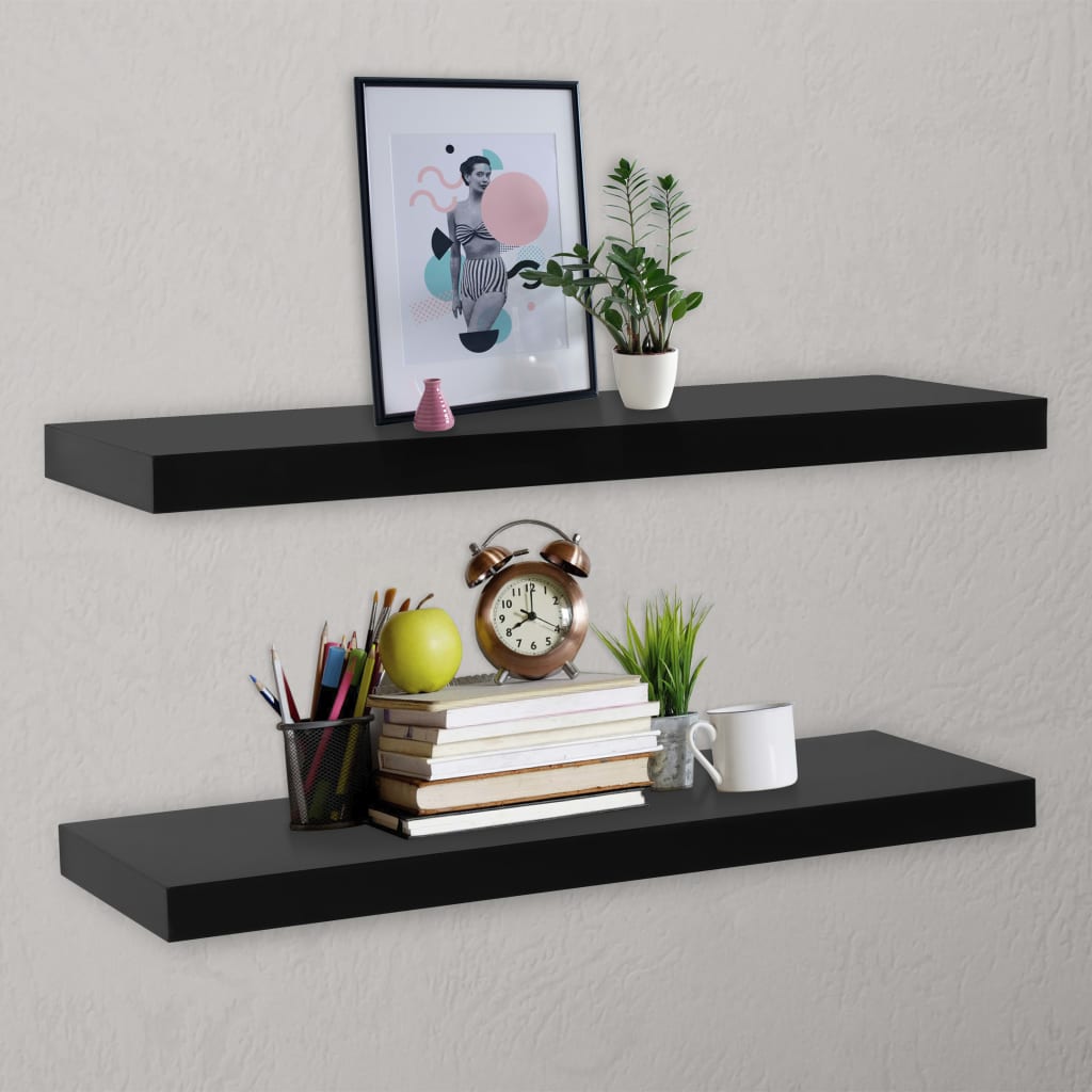 Mensole a Muro Galleggianti 2 pz Nere 120x20x3,8 cm | homemem39