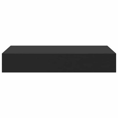 Mensola a Muro Galleggianti con Cassetto Nera 48x25x8 cm | homemem39