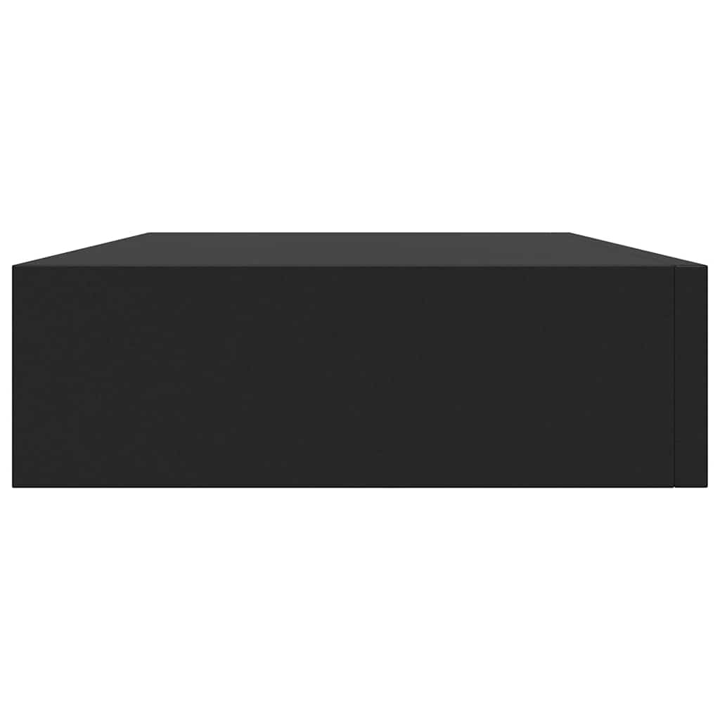 Mensola a Muro Galleggianti con Cassetto Nera 48x25x8 cm | homemem39