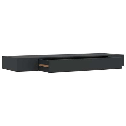 Mensola a Muro Galleggianti con Cassetto Nera 80x25x8 cm | homemem39