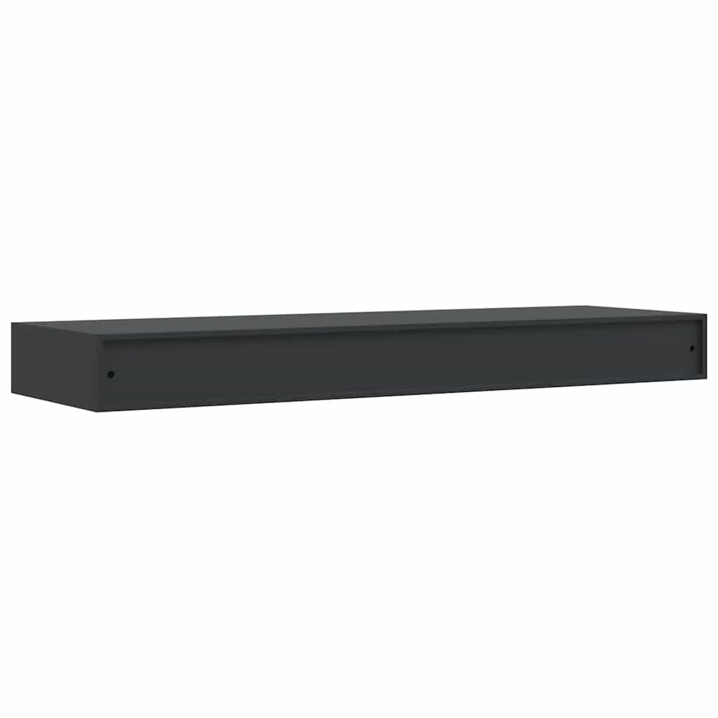 Mensola a Muro Galleggianti con Cassetto Nera 80x25x8 cm | homemem39