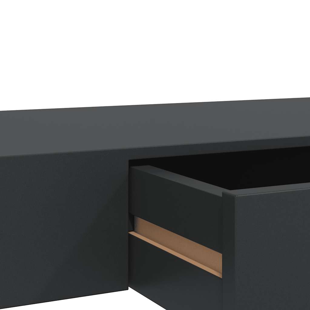 Mensola a Muro Galleggianti con Cassetto Nera 80x25x8 cm | homemem39