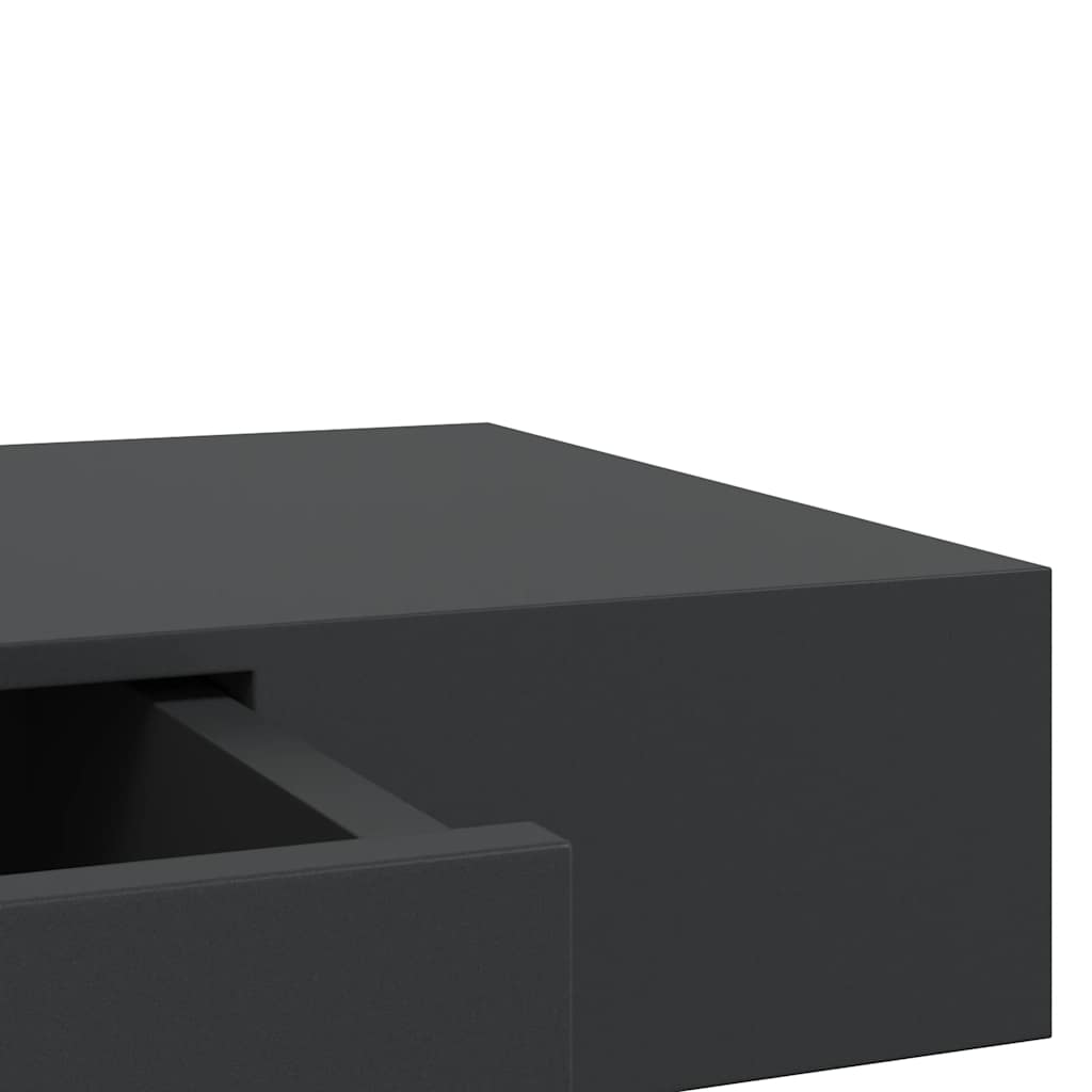 Mensola a Muro Galleggianti con Cassetto Nera 80x25x8 cm | homemem39