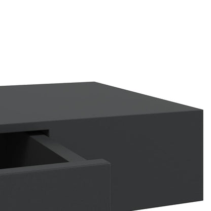 Mensola a Muro Galleggianti con Cassetto Nera 80x25x8 cm | homemem39