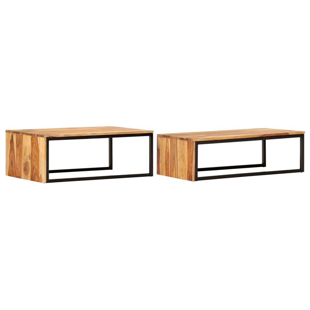Tavolini Impilabili 2 pz in Legno Massello di Acacia | homemem39