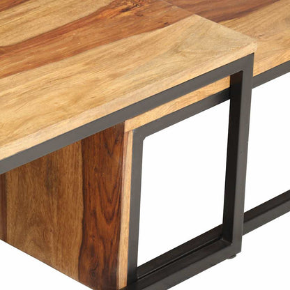 Tavolini Impilabili 2 pz in Legno Massello di Acacia